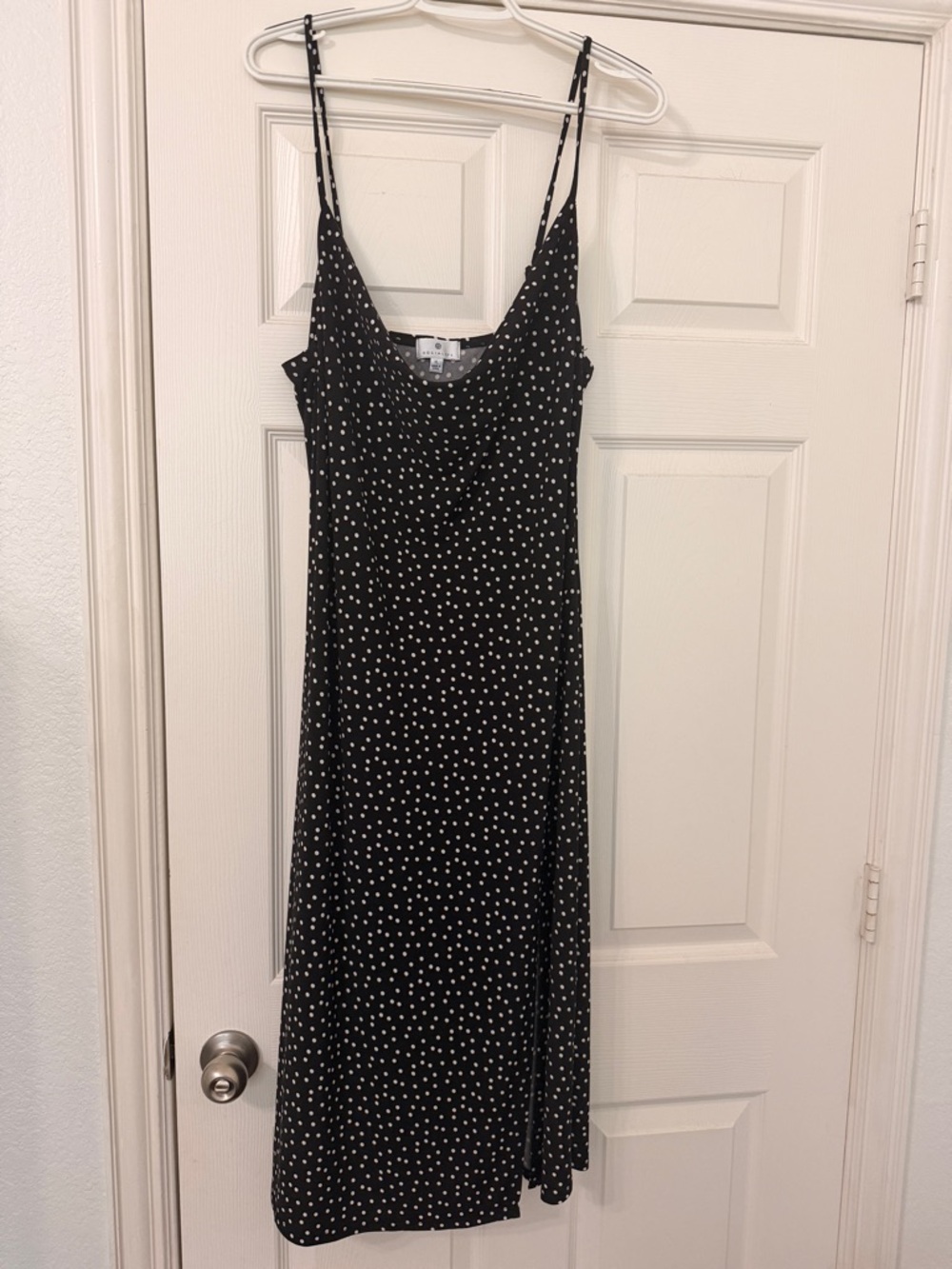 Socialite Black Polka Dot Midi Slip Dress